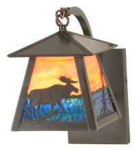 Meyda Blue 98376 - 6" Wide Stillwater Moose at Lake Curved Arm Wall Sconce