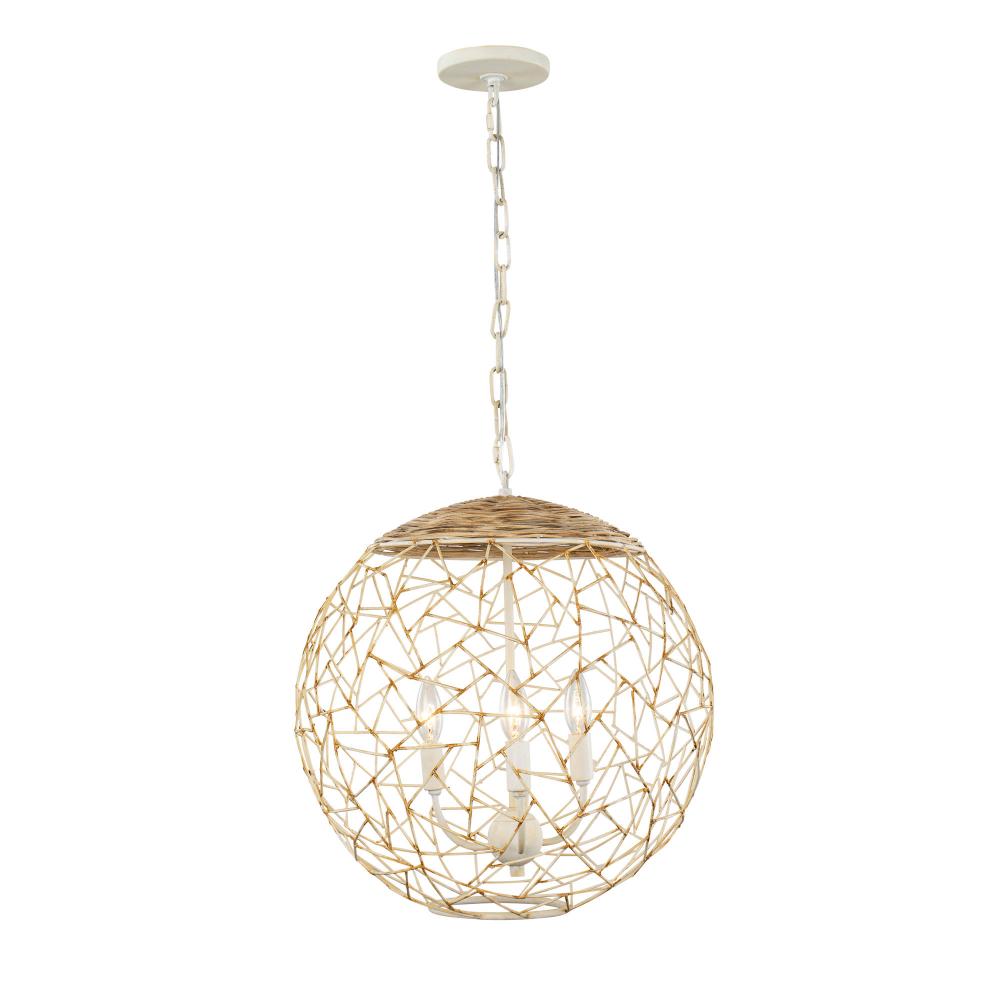 Cayman 3-Lt Orb Pendant - Country White