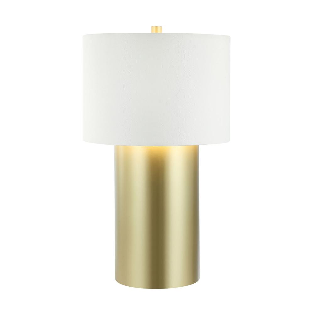 Secret Agent 1-Lt Table Lamp - Painted Gold/White Leather