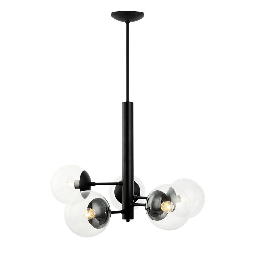 Mid-Century 5-Lt Chandelier - Black