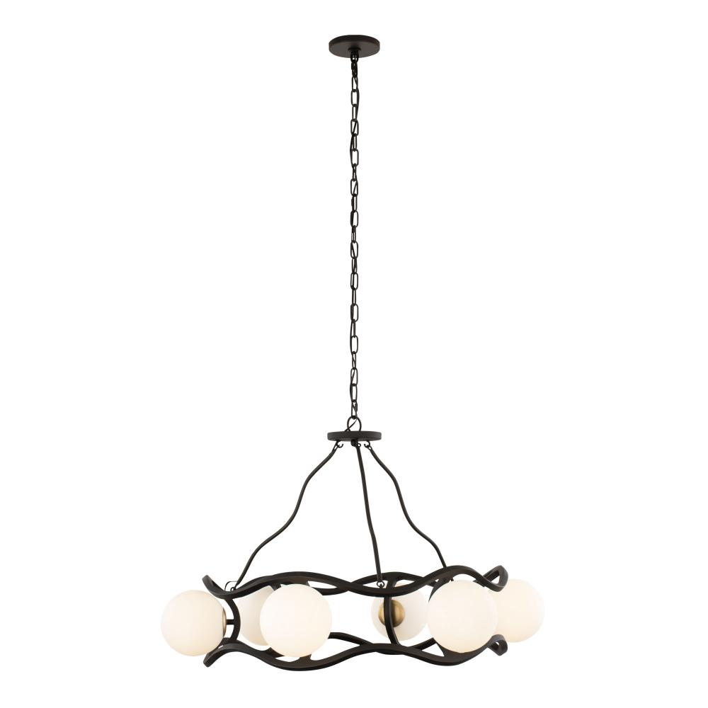 Black Betty 6-Lt Chandelier - Carbon/French Gold