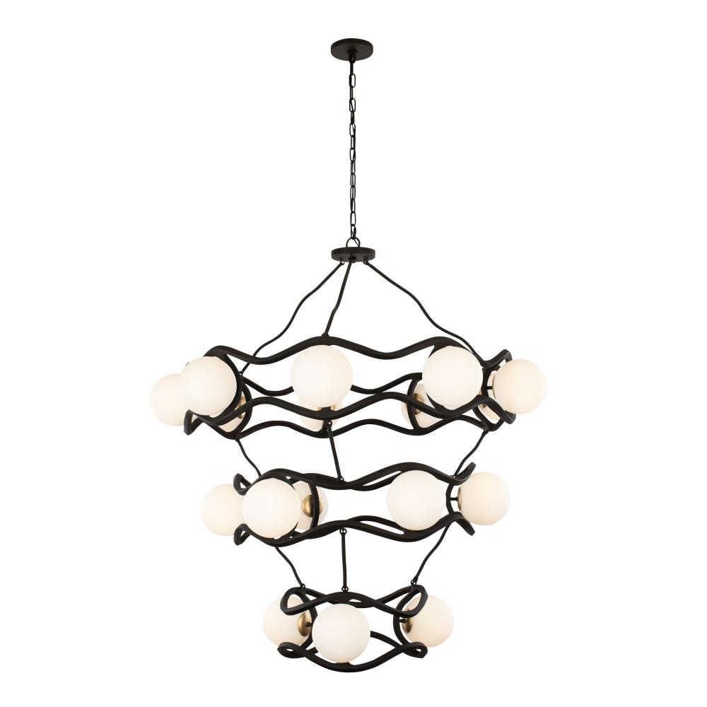 Black Betty 18-Lt 3-Tier Chandelier - Carbon/French Gold