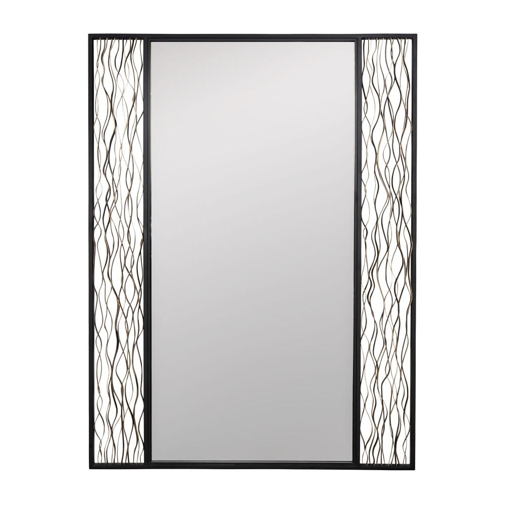 Estela 30x40 Rectangular Wall Mirror - Matte Black/French Gold