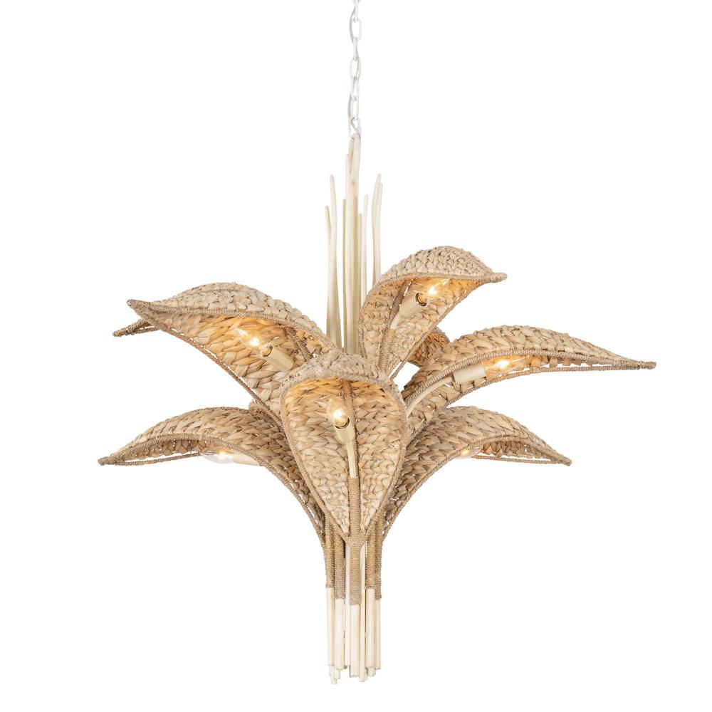 Century Palm 9-Lt 3-Tier Chandelier - Country White