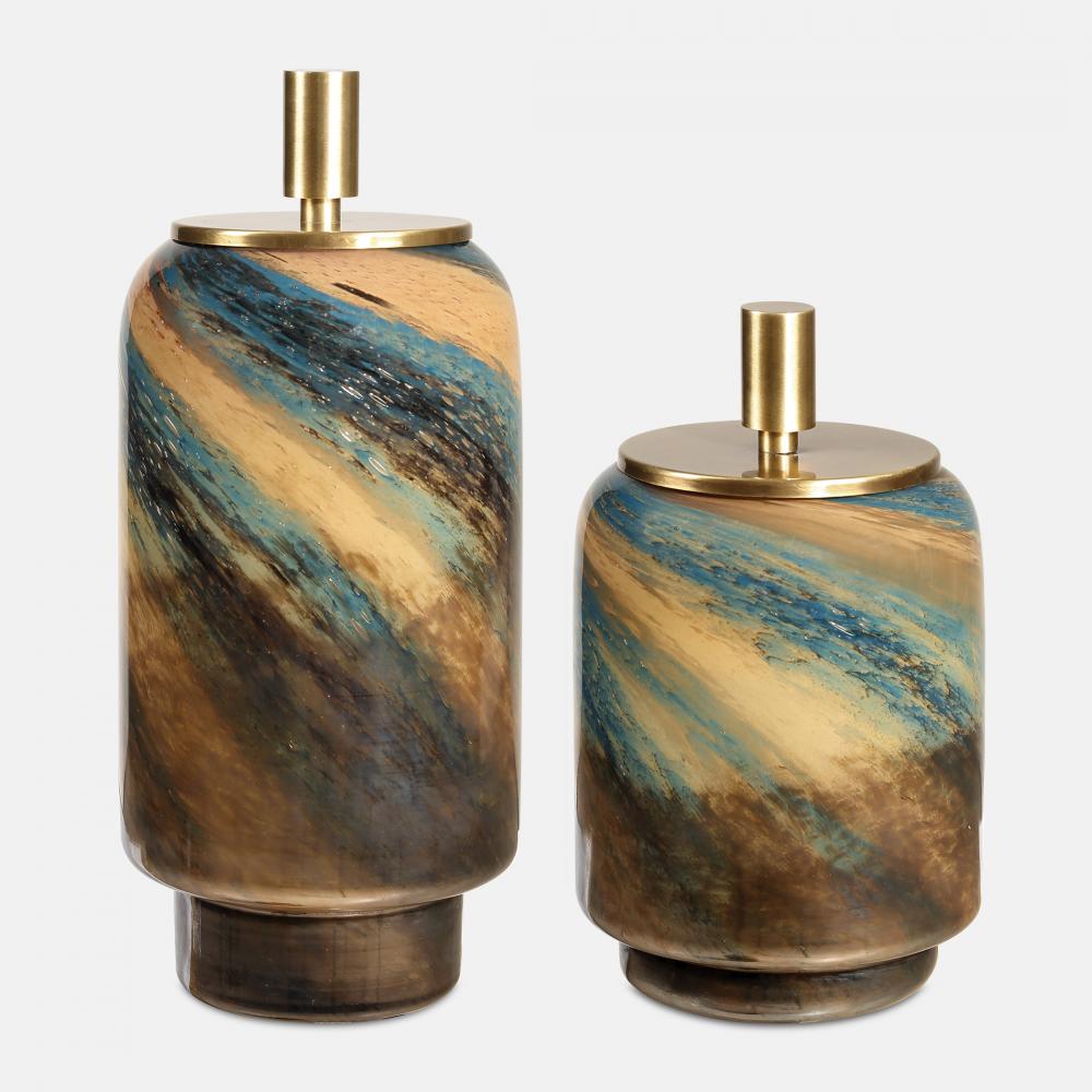 Uttermost Celestial Tide Glass Containers Set/2