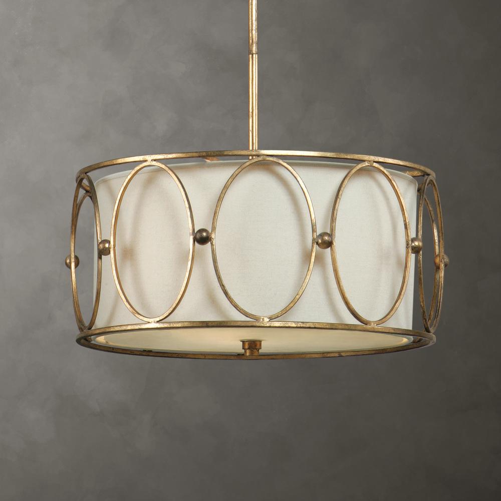 Ovala 3 Light Gold Drum Pendant