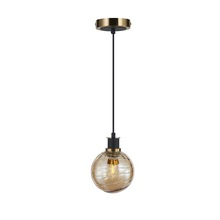 Artcraft AC11870AM - Gem Collection 1-Light Pendant with Amber Glass Black and Brushed Brass