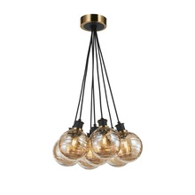 Artcraft AC11877AM - Gem Collection 7-Light Pendant with Amber Glass Black and Brushed Brass