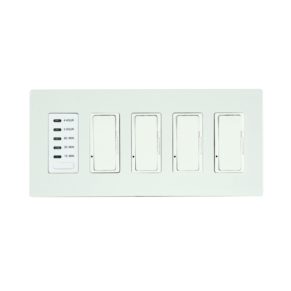Eurofase EFSWTD4 Four Dimmers and One Timer with White Screwless Plate and Box