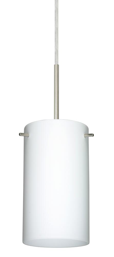 Besa Stilo 7 Pendant Satin Nickel Opal Matte 1x50W Candelabra, 15Ft. Cord