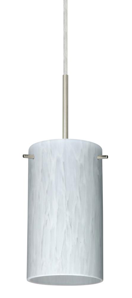 Besa Stilo 7 Pendant Satin Nickel Carrera 1x40W B10 Med, 15Ft. Cord