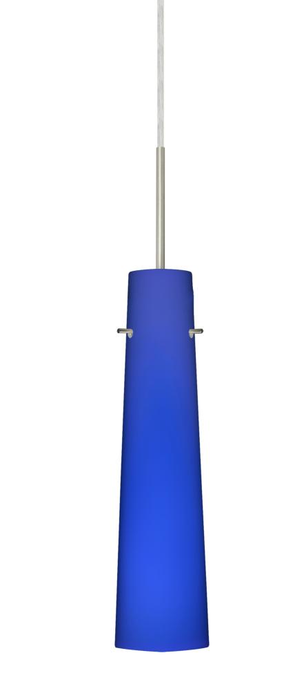 Besa Camino Pendant Satin Nickel Cobalt Blue Matte 1x40W Halogen, 15Ft. Cord