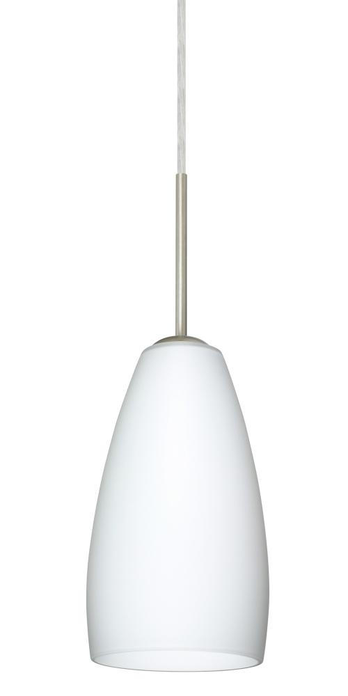 Besa Chrissy Pendant Satin Nickel Opal Matte 1x50W B10 Medium Base, 15Ft. Cord