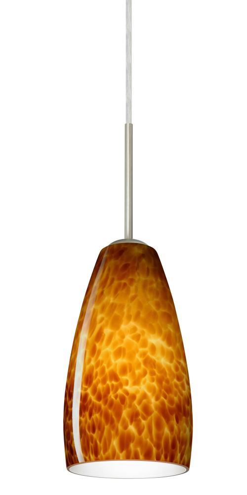 Besa Chrissy Pendant Satin Nickel Amber Cloud 1x50W B10 Medium Base, 15Ft. Cord