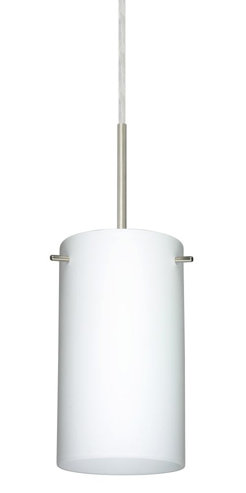Besa Stilo 7 Pendant Satin Nickel Opal Matte 1x40W B10 Med, 15Ft. Cord