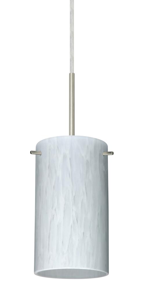 Besa Stilo 7 Pendant Satin Nickel Carrera 1x40W B10 Med, 15Ft. Cord