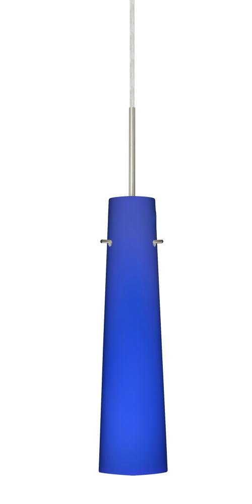 Besa Camino Pendant Satin Nickel Cobalt Blue Matte 1x40W Halogen, 15Ft. Cord