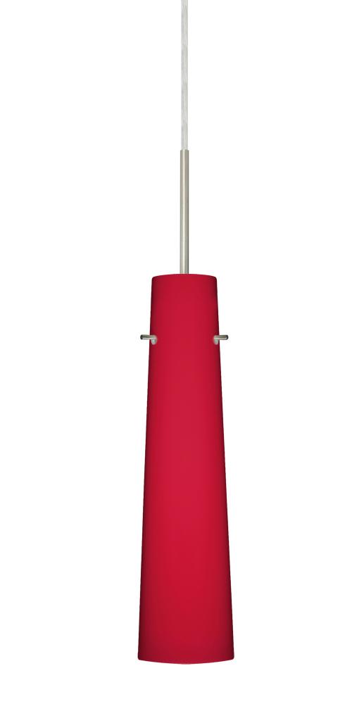 Besa Camino Pendant Satin Nickel Ruby Matte 1x40W E12 base, 15Ft. Cord