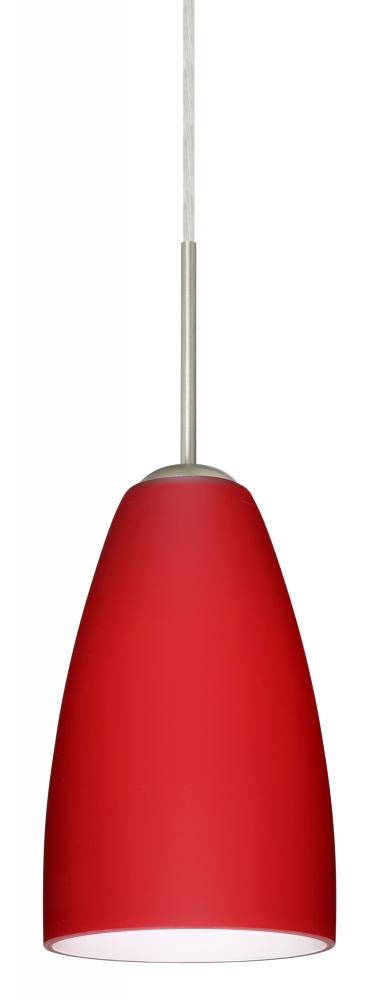 Besa Riva 9 Pendant Satin Nickel Ruby Matte 1x75W Medium Base, 15Ft. Cord