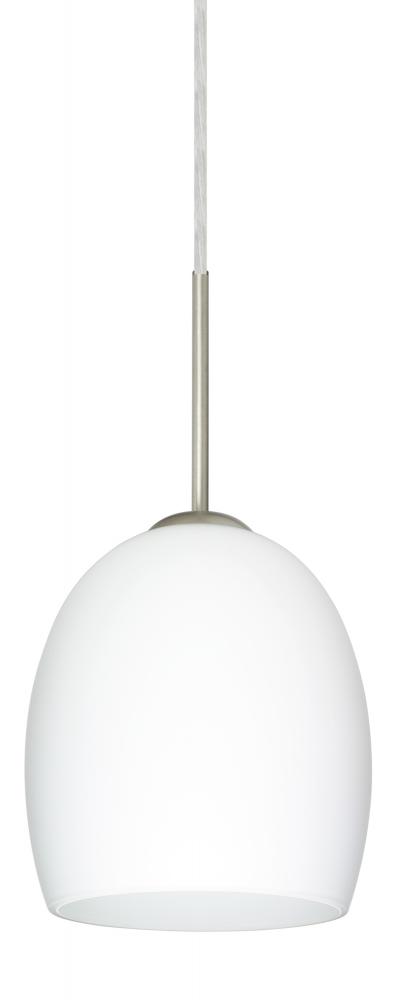 Besa Lucia Pendant Satin Nickel Opal Matte 1x75W Medium Base, 15Ft. Cord