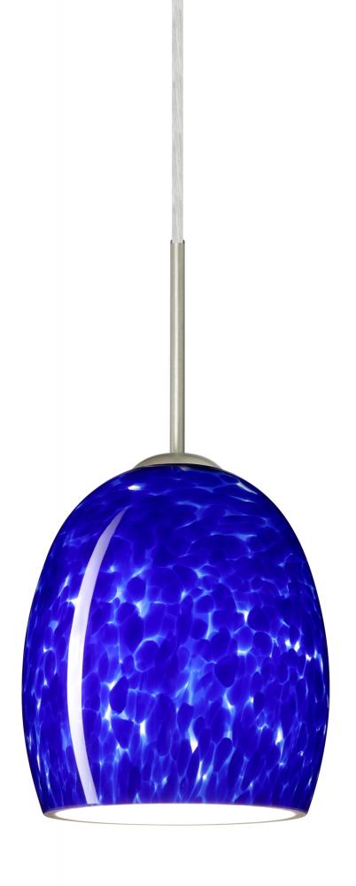 Besa Lucia Pendant Satin Nickel Blue Cloud 1x75W Medium Base, 15Ft. Cord