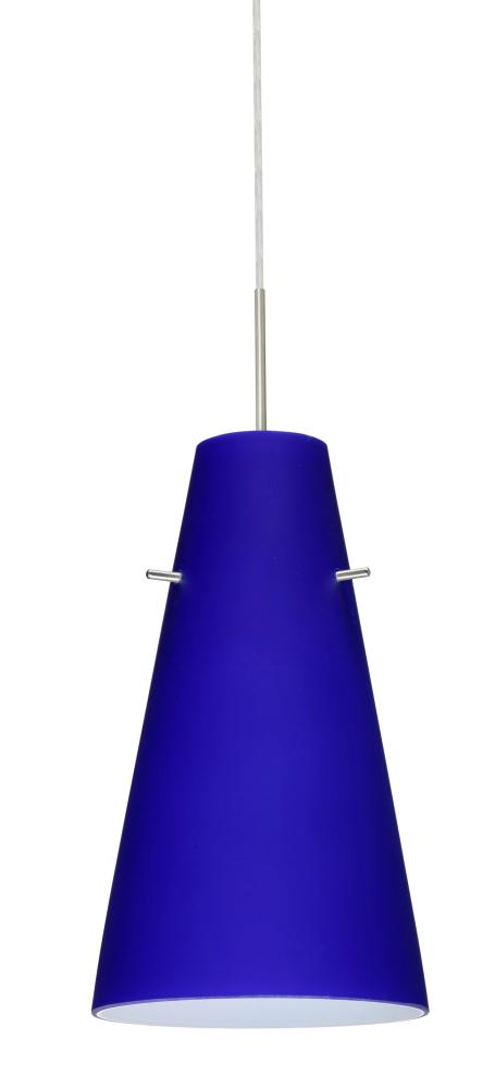 Besa Cierro Pendant Satin Nickel Cobalt Blue Matte 1x100W Medium Base, 15Ft. Cord