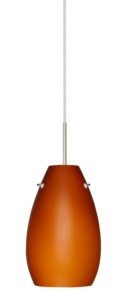 Besa Pera 9 LED Pendant Amber Matte Satin Nickel 1x9W LED, 15Ft. Cord