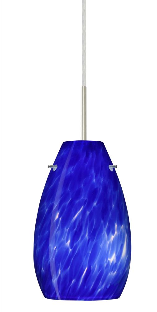 Besa Pera 9 LED Pendant Blue Cloud Satin Nickel 1x9W LED, 15Ft. Cord