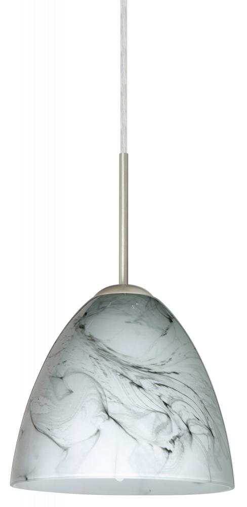 Besa Vila Pendant Satin Nickel Marble Grigio 1x60W Medium Base, 15Ft. Cord