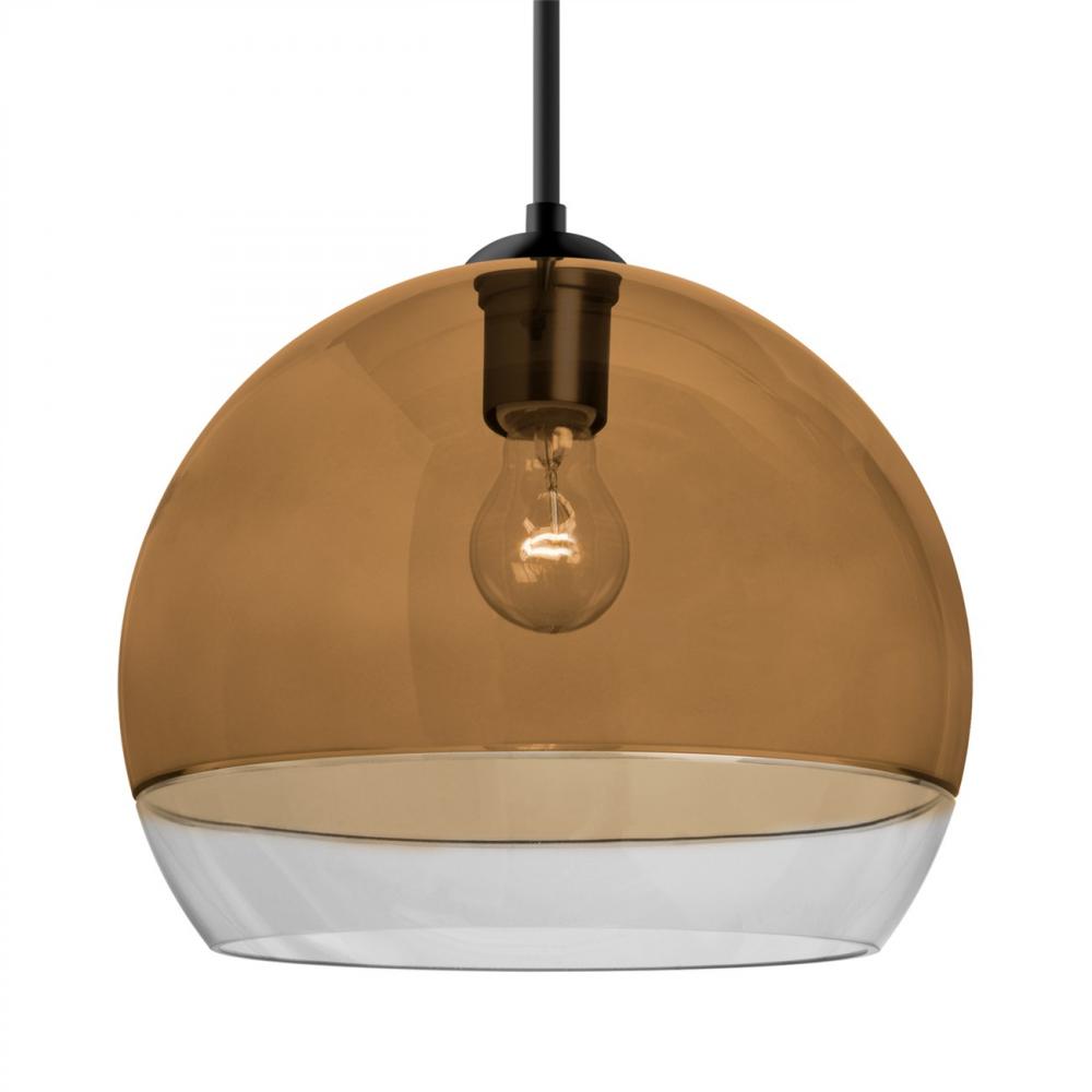 Besa, Ally 12 Cord Pendant, Amber/Clear, Black Finish, 1x60W Medium Base