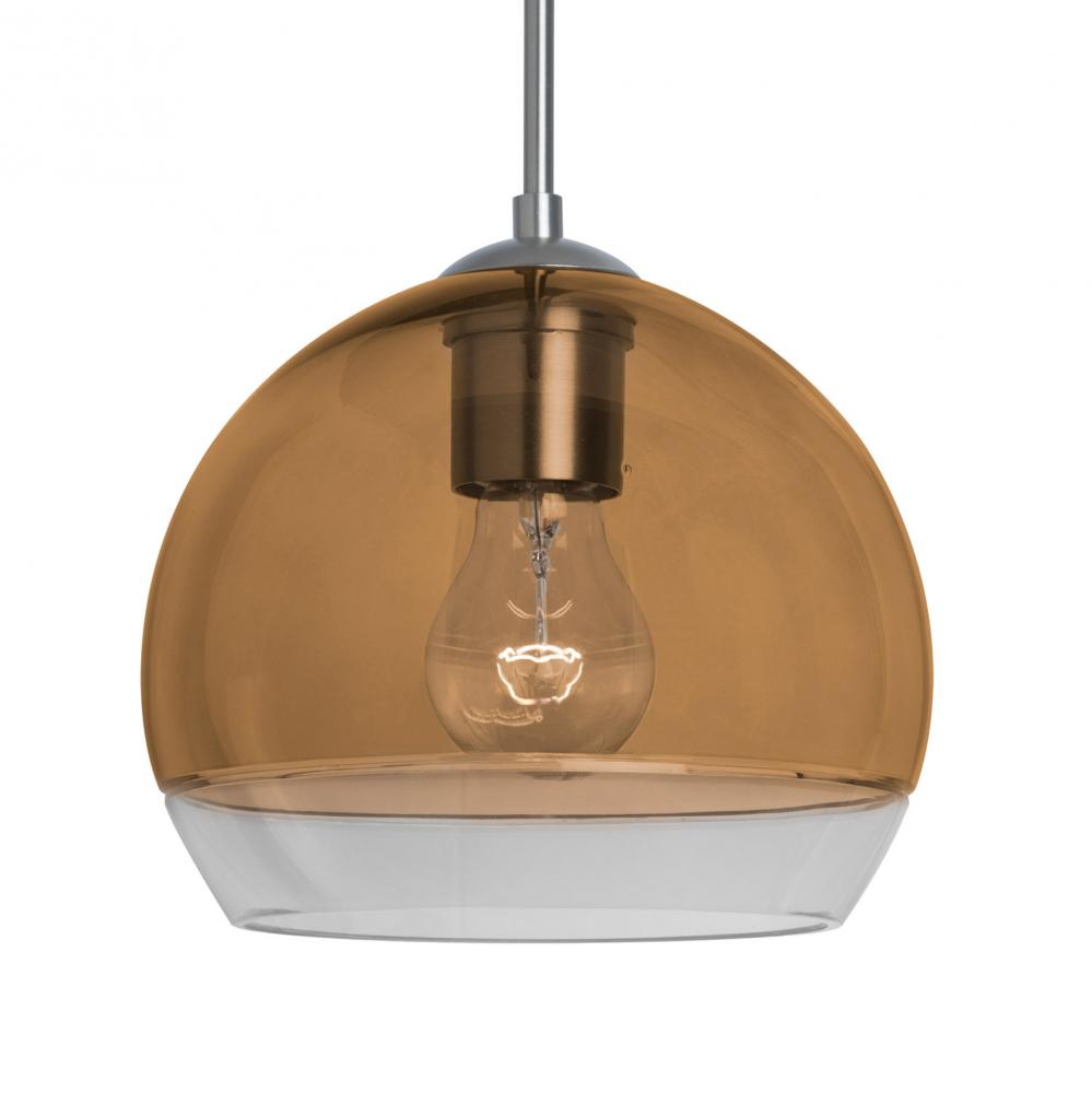 Besa, Ally 8 Cord Pendant, Amber/Clear, Satin Nickel Finish, 1x60W Medium Base, 15Ft. Cord
