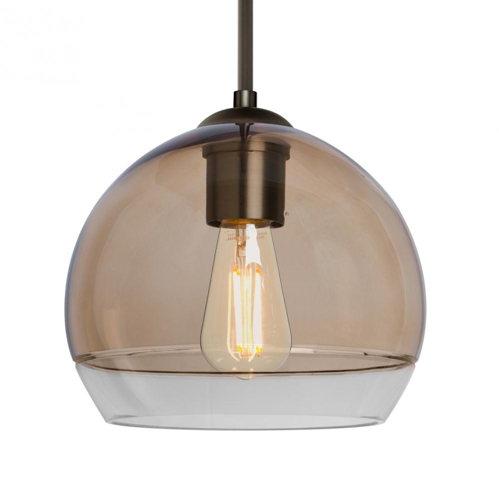 Besa, Ally 8 Cord Pendant, Smoke/Clear, Bronze Finish, 1x5W LED Filament, 15Ft. Cord