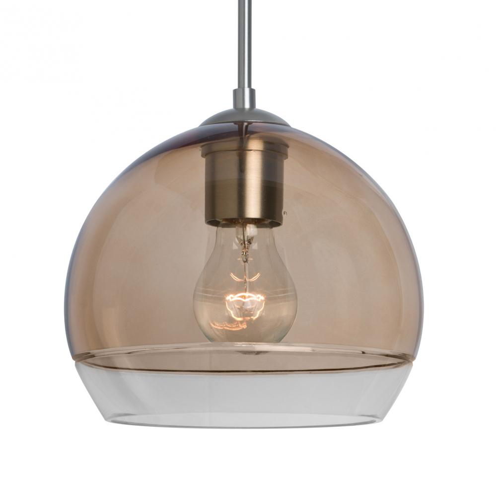 Besa, Ally 8 Cord Pendant, Smoke/Clear, Satin Nickel Finish, 1x60W Medium Base, 15Ft. Cord