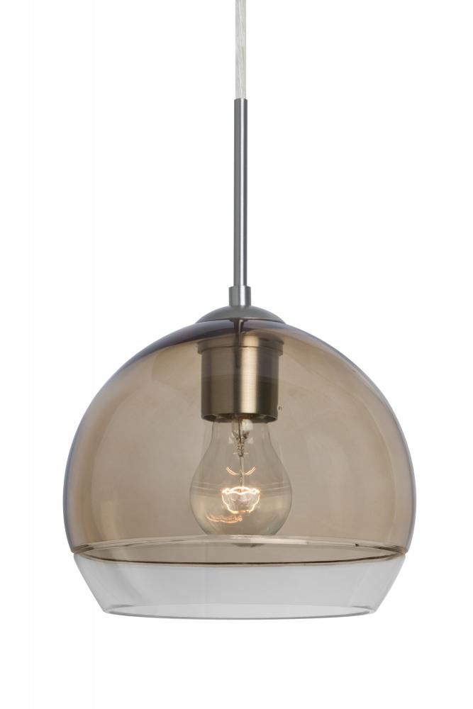 Besa, Ally 8 Cord Pendant, Smoke/Clear, Satin Nickel Finish, 1x60W Medium Base