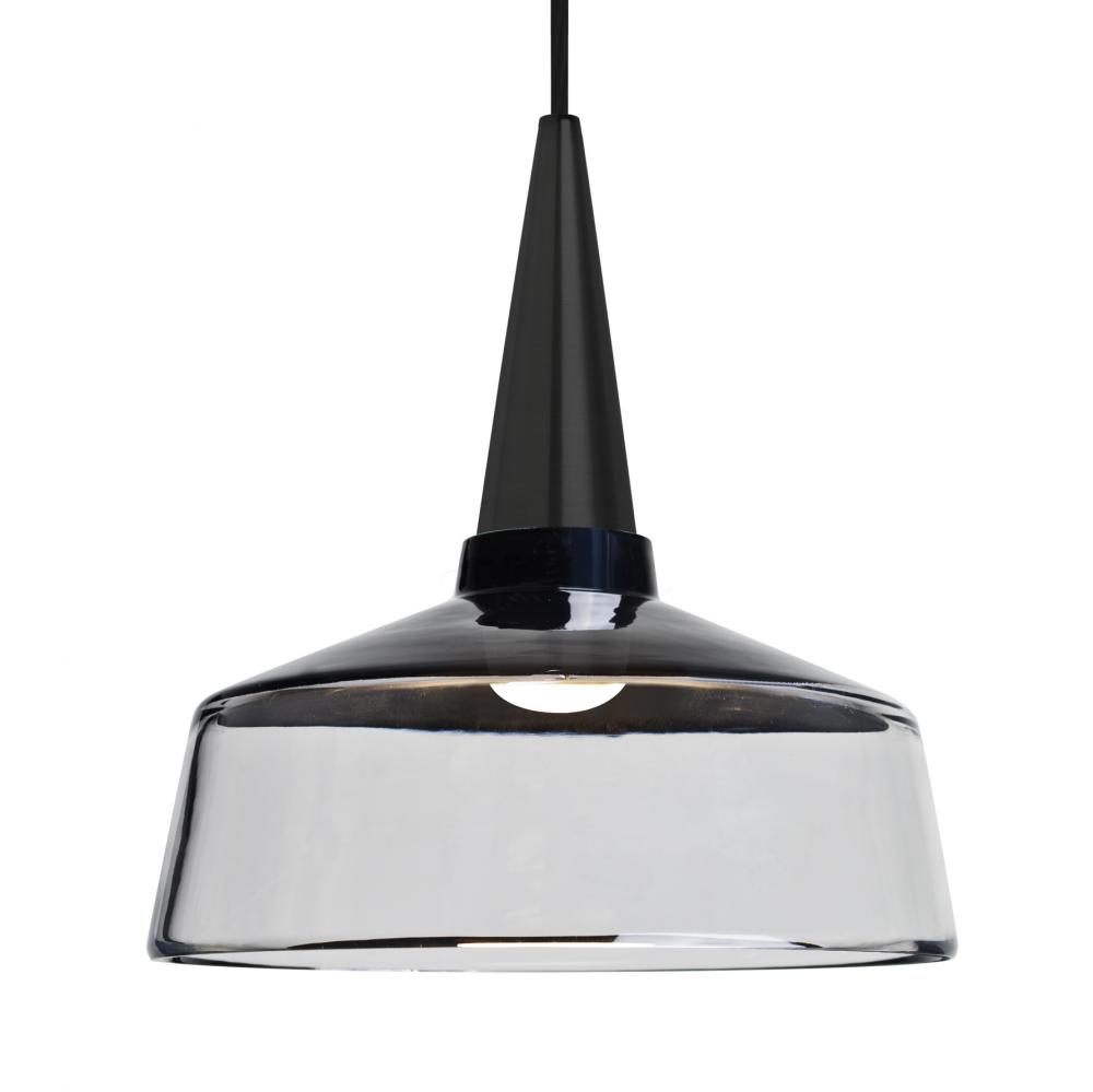 Besa, Baron 10 Cord Pendant, Black/Clear, Black Finish, 1x9W LED, 15Ft. Option