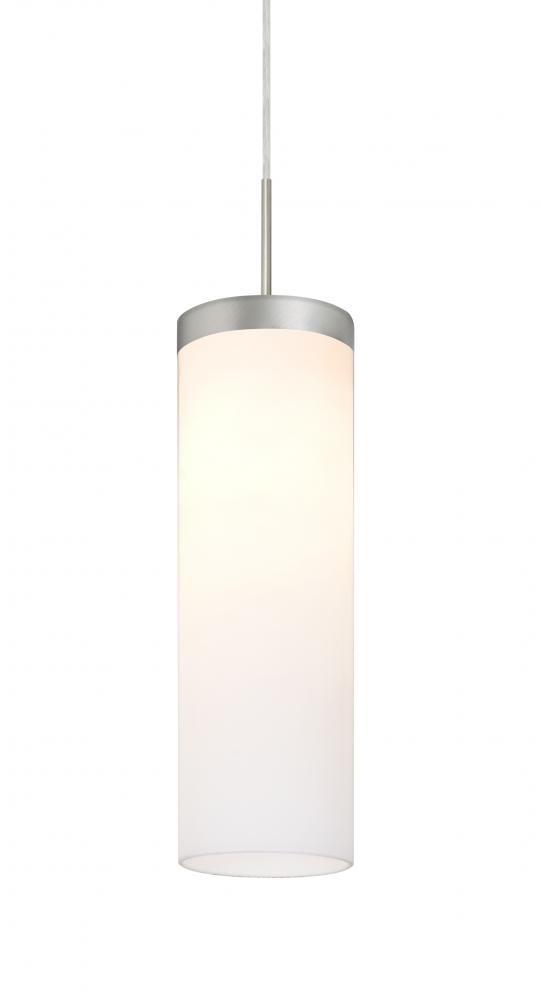 Besa Friz Cord Pendant, Opal Glossy, Satin Nickel Finish, 1x9W LED