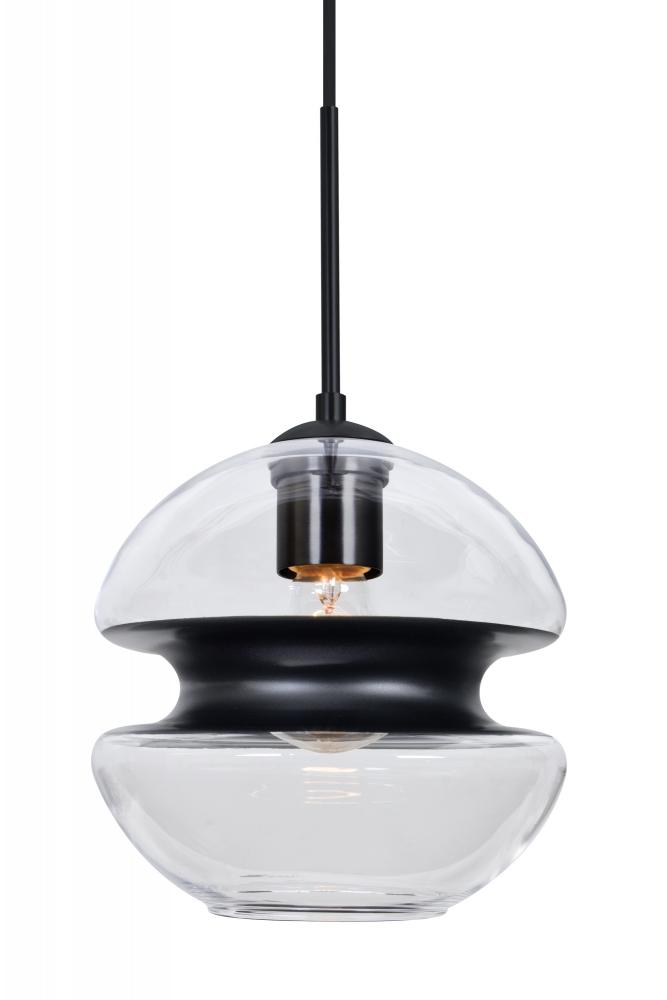 Besa, Hula 8 Cord Pendant, Clear/Black, Black Finish, 1x60W Medium Base
