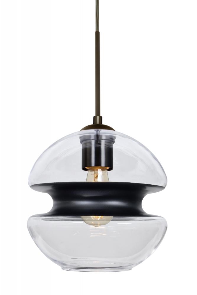 Besa, Hula 8 Cord Pendant, Clear/Black, Bronze Finish, 1x8W LED Filament