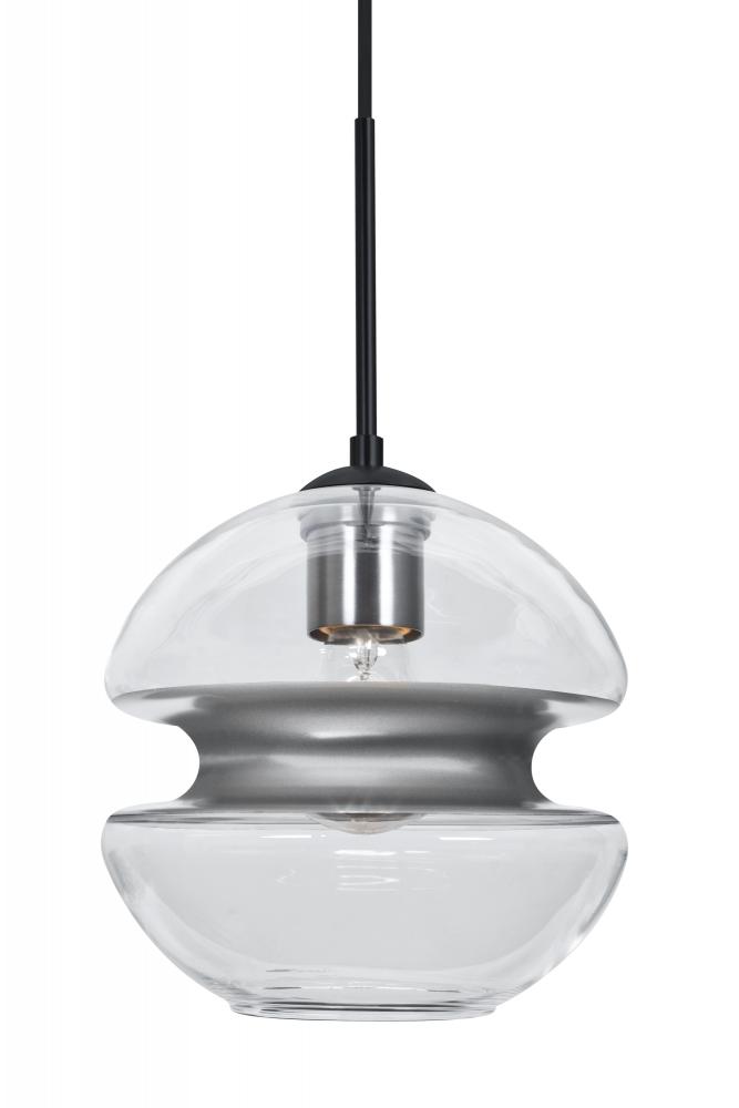 Besa, Hula 8 Cord Pendant, Clear/Silver, Black Finish, 1x60W Medium base