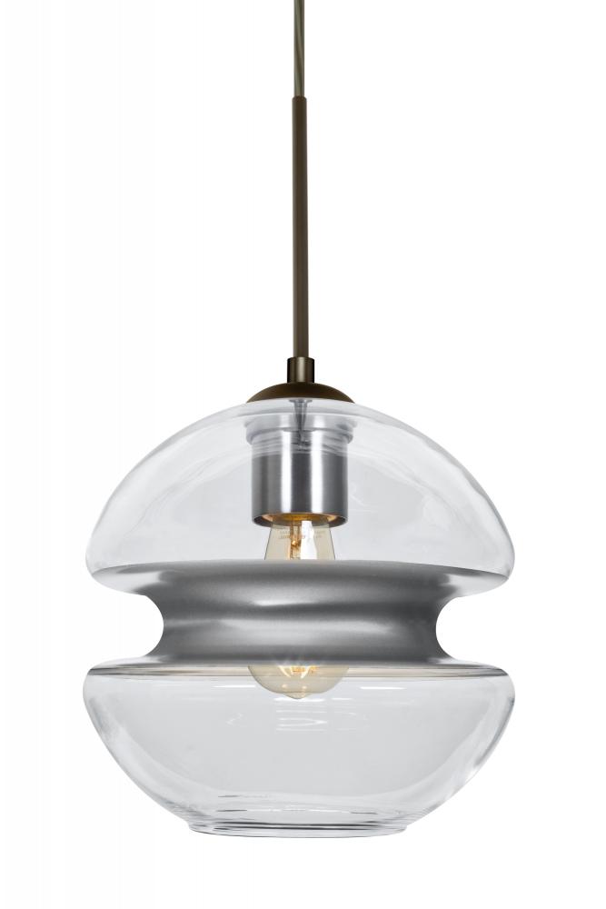 Besa, Hula 8 Cord Pendant, Clear/Silver, Bronze Finish, 1x8W LED Filament