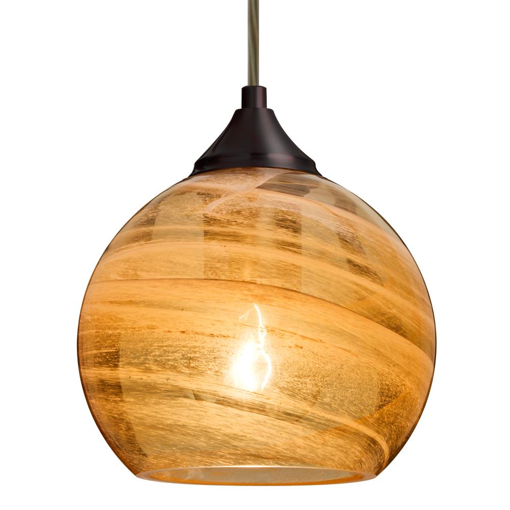 Besa, Jilly Cord Pendant, Vapor Amber, Bronze Finish, 1x60W Medium Base, 15Ft. Cord