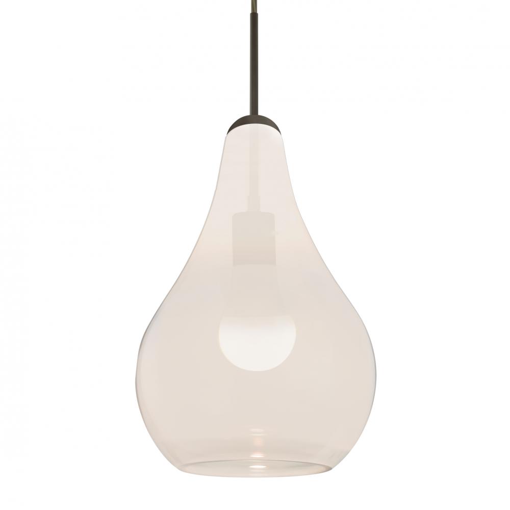 Besa, Leon Cord Pendant, Milky White, Bronze Finish, 1x9W LED, 15Ft Option
