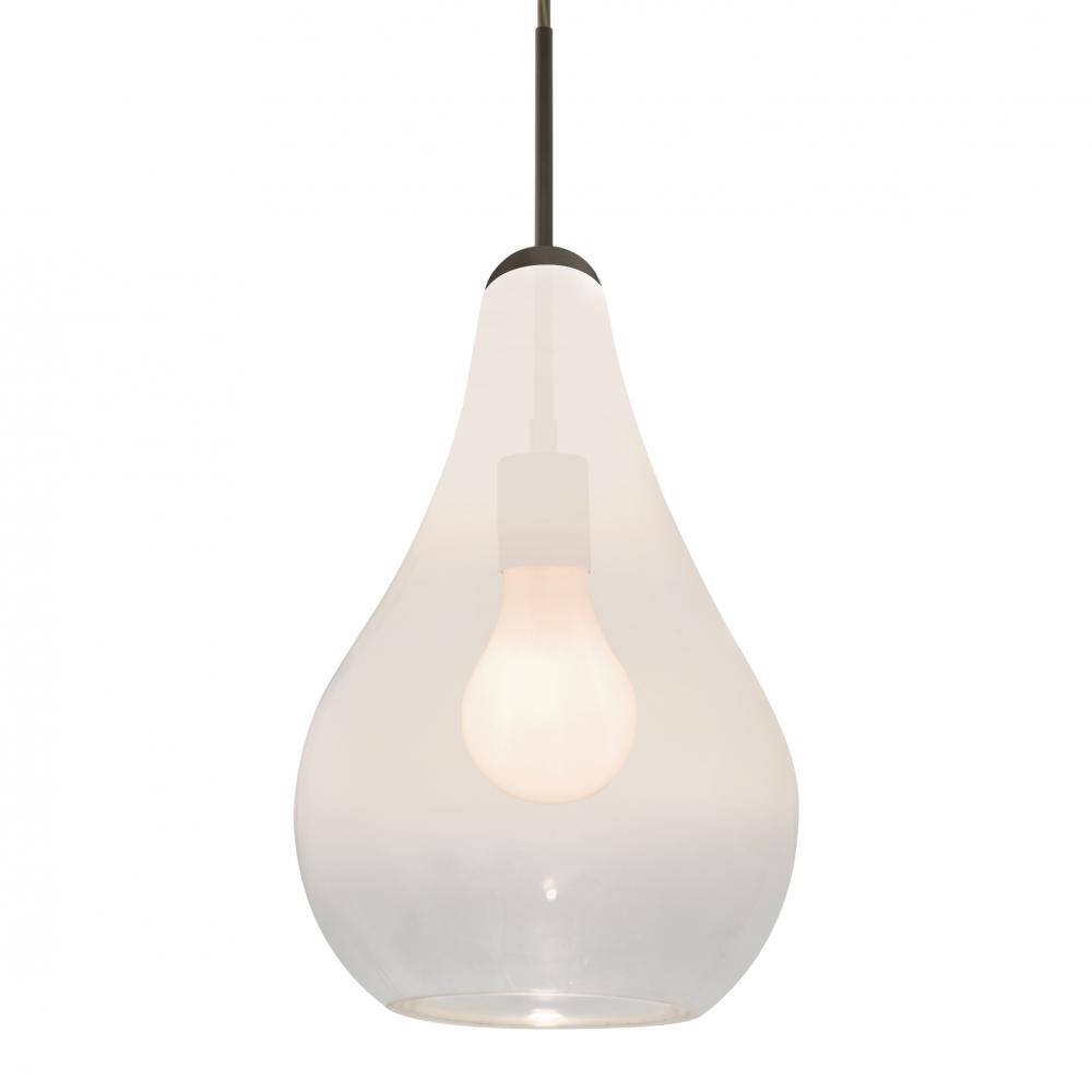 Besa, Leon Cord Pendant, Milky White/Clear, Bronze Finish, 1x60W Medium base, 15Ft Option