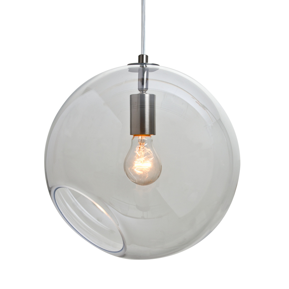 Besa, Maestro 12 Cord Pendant, Clear, Satin Nickel Finish, 1x5W LED Filament, 15Ft Option