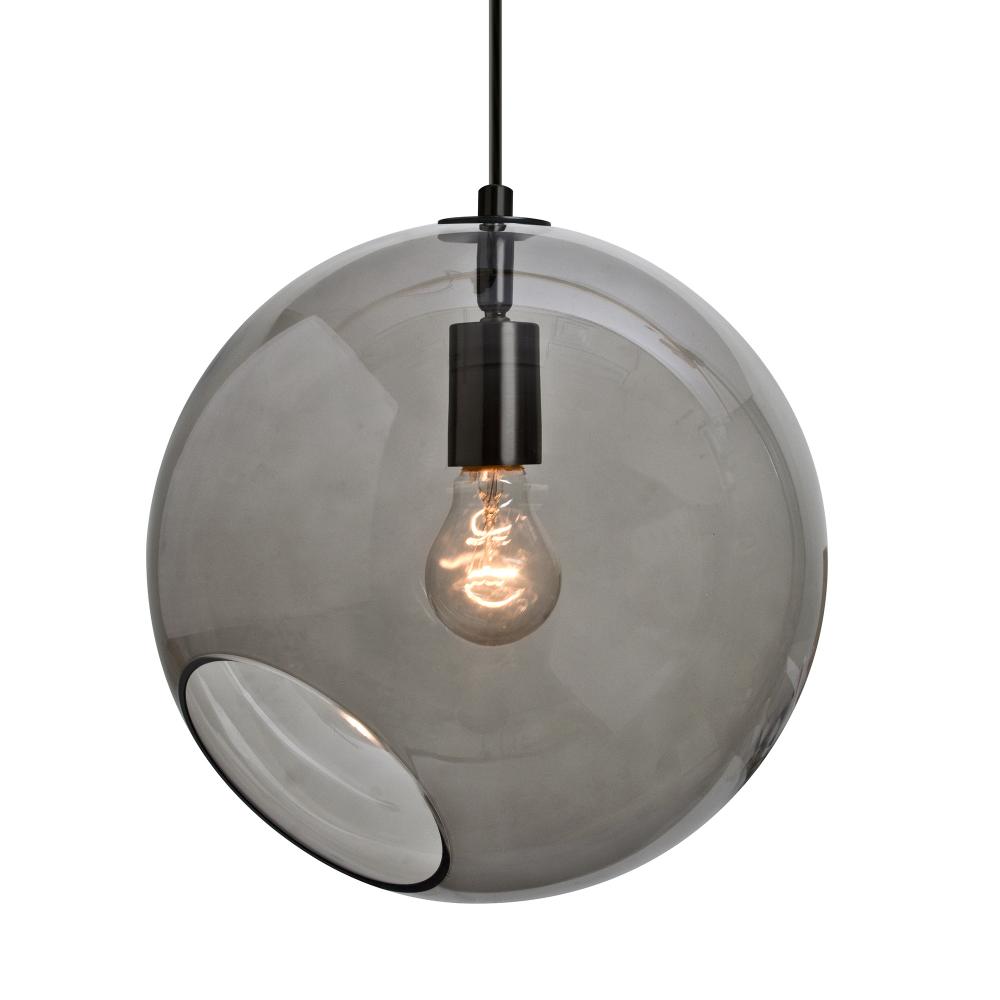 Besa, Maestro 12 Cord Pendant, Smoke, Black Finish, 1x5W LED Filament