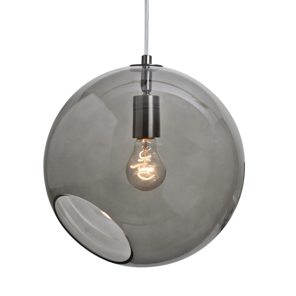 Besa, Maestro 12 Cord Pendant, Smoke, Satin Nickel Finish, 1x60W Medium base, 15Ft Option