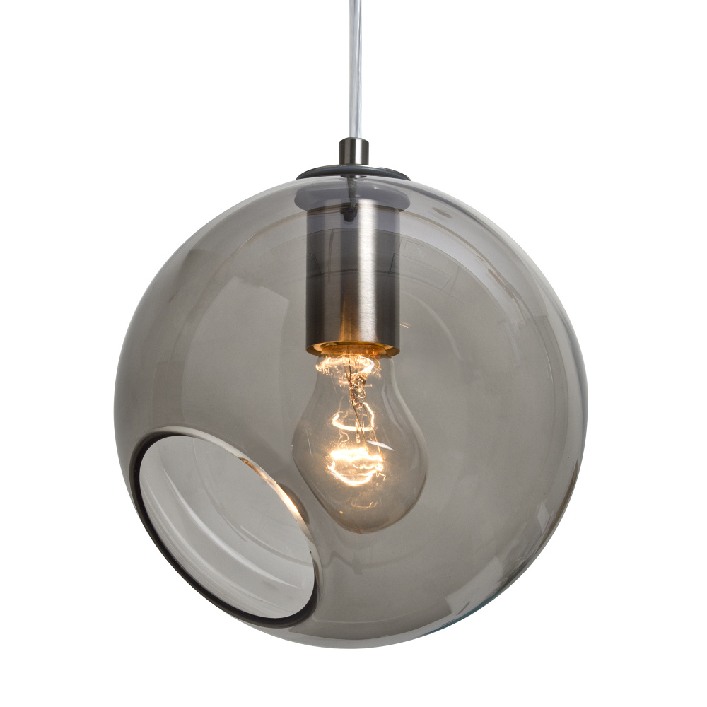 Besa, Maestro 8 Cord Pendant, Smoke, Satin Nickel Finish, 1x5W LED Filament