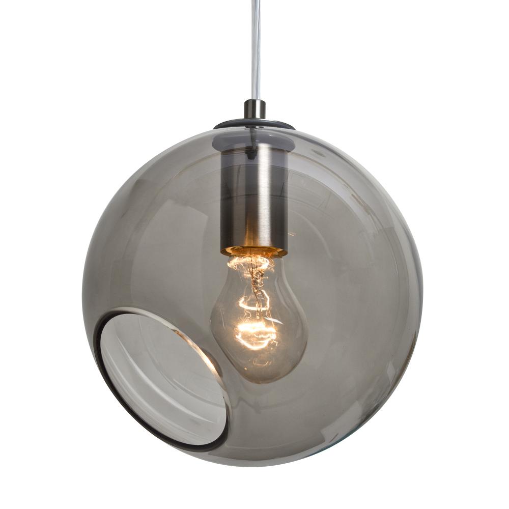Besa, Maestro 8 Cord Pendant, Smoke, Satin Nickel Finish, 1x60W Medium base, 15Ft Option