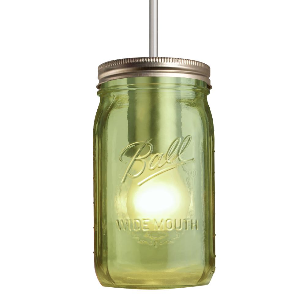 Besa Pendant Milo 4 Satin Nickel Green 1x40W Medium Base A15, 15Ft. Cord