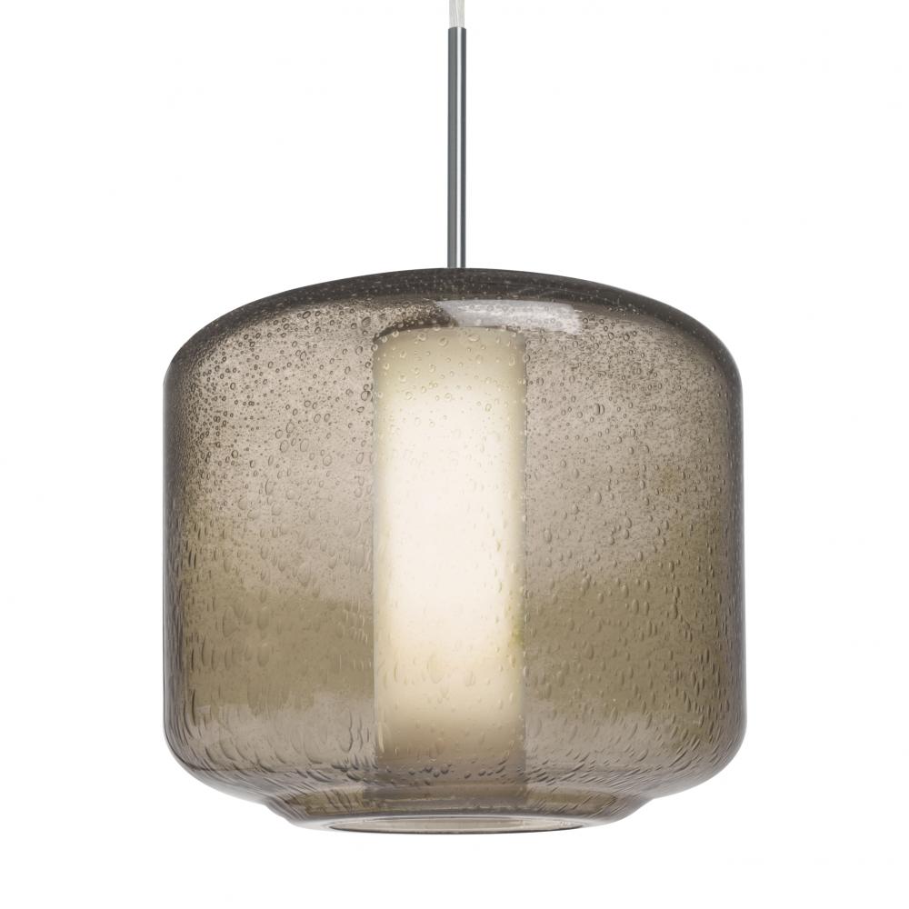 Besa Niles 10 Pendant, Smoke Bubble/Opal, Satin Nickel Finish, 1x60W Medium Base T10, 15Ft. Cord